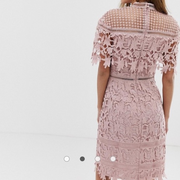 NWT Chi Chi London Blush Pink Lace Midi Dress - Picture 3 of 4